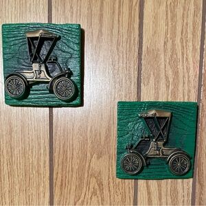 Vintage 1975 Miller Studios Chalkware Antique Car plaques